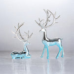 Load image into Gallery viewer, RA Reindeer Figurine Statue Silver And Blue
