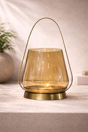 Amber Glass Lantern Table Lamp – Modern Luxury Decor Light