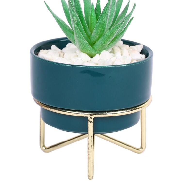Fourwalls Artificial Succulent Plant in a Ceramic Pot with stand
