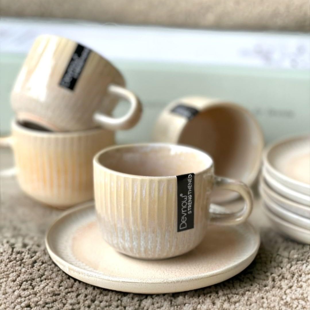 Cup & Saucer Yellow Set (Set Of 6)