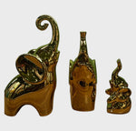 Load image into Gallery viewer, RA Golden Elephant Figurine Set of 3