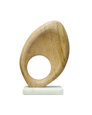 Abstract Wooden Loop Sculpture with Marble Base – Modern Table Decor