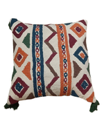 Load image into Gallery viewer, Hand-Tufted Tribal Pattern Cushion Cover with Tassels – Multicolor