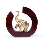 Load image into Gallery viewer, Golden Elephant Decorative Showpiece with Wooden Frame