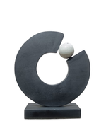 Load image into Gallery viewer, Decorative Sculpture | Tabletop Showpiece | Rimal Black Wooden Table Accent With Marble