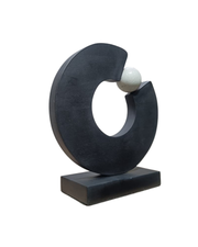 Decorative Sculpture | Tabletop Showpiece | Rimal Black Wooden Table Accent With Marble