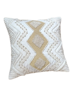 Load image into Gallery viewer, Boho Textured Diamond Cushion Cover – Neutral White & Beige