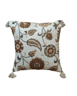 Load image into Gallery viewer, Classic Floral Printed Cushion Cover – Earthy Brown on Ivory Base