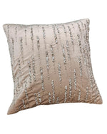 Load image into Gallery viewer, Beige Textured Cushion Cover with Vertical Sequin Lines – Elegant Sofa Accent