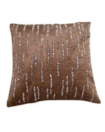 Load image into Gallery viewer, RATIOS Brown Textured Cushion Cover with Horizontal Sequin Lines – Modern Luxe Accent
