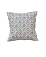 Load image into Gallery viewer, Botanical Lattice Woven Cushion Cover – Soft Ivory & Taupe