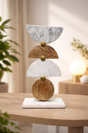 Modern Marble & Wood Abstract Sculpture