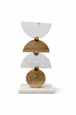 Load image into Gallery viewer, Geometric Balance Marble & Wood Decorative Sculpture