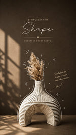 Load image into Gallery viewer, Textured Arch Ceramic Vase – Modern Decorative Vase (Ivory)