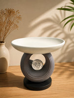 Load image into Gallery viewer, Modern Ceramic Pedestal Bowl with Glass Accent – Contemporary Decorative Fruit Bowl | Luxury Table Centerpiece