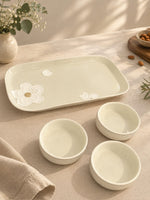 Load image into Gallery viewer, Ceramic Floral Platter & Dip Bowl Serving Set (4-Piece Set)