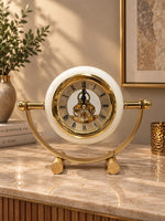Load image into Gallery viewer, Luxury Minimalist Tabletop Clock with Gold Cradle Stand | Modern Desk & Mantel Clock