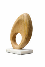 Load image into Gallery viewer, Abstract Wooden Loop Sculpture with Marble Base – Modern Table Decor