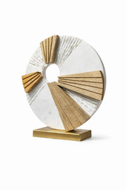 Abstract Marble & Wood Circular Sculpture