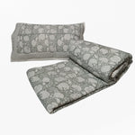 Load image into Gallery viewer, RA Grey & Off White Floral BedCover