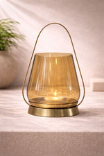 Load image into Gallery viewer, Rimal Accord Glass Candle Holder – Gold Luster Finish