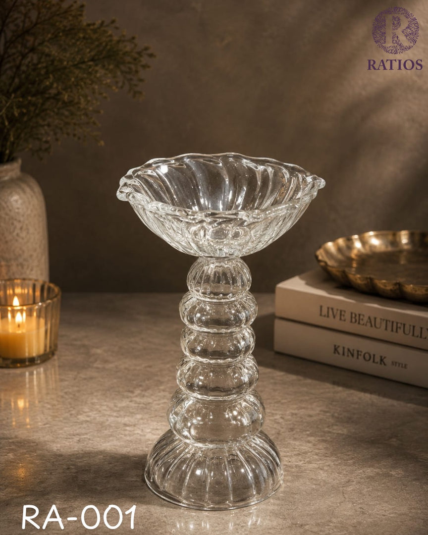 Elegant Crystal Glass Pedestal Bowl – RA-001