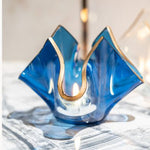 Load image into Gallery viewer, RA Blue clear glass candle holder
