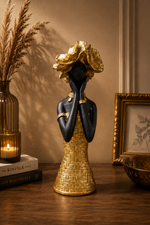 Load image into Gallery viewer, Elegant Golden Lady Sculpture (Hands on Face) – Premium Resin Decorative Showpiece | Luxury Modern Home Décor