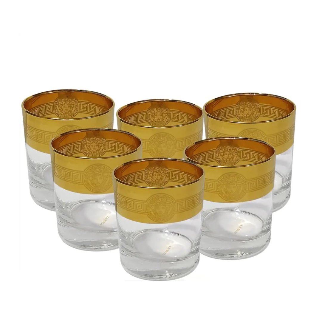 Additions Home Hand Crafted Gold Decorated Glasses (Set Of 6)