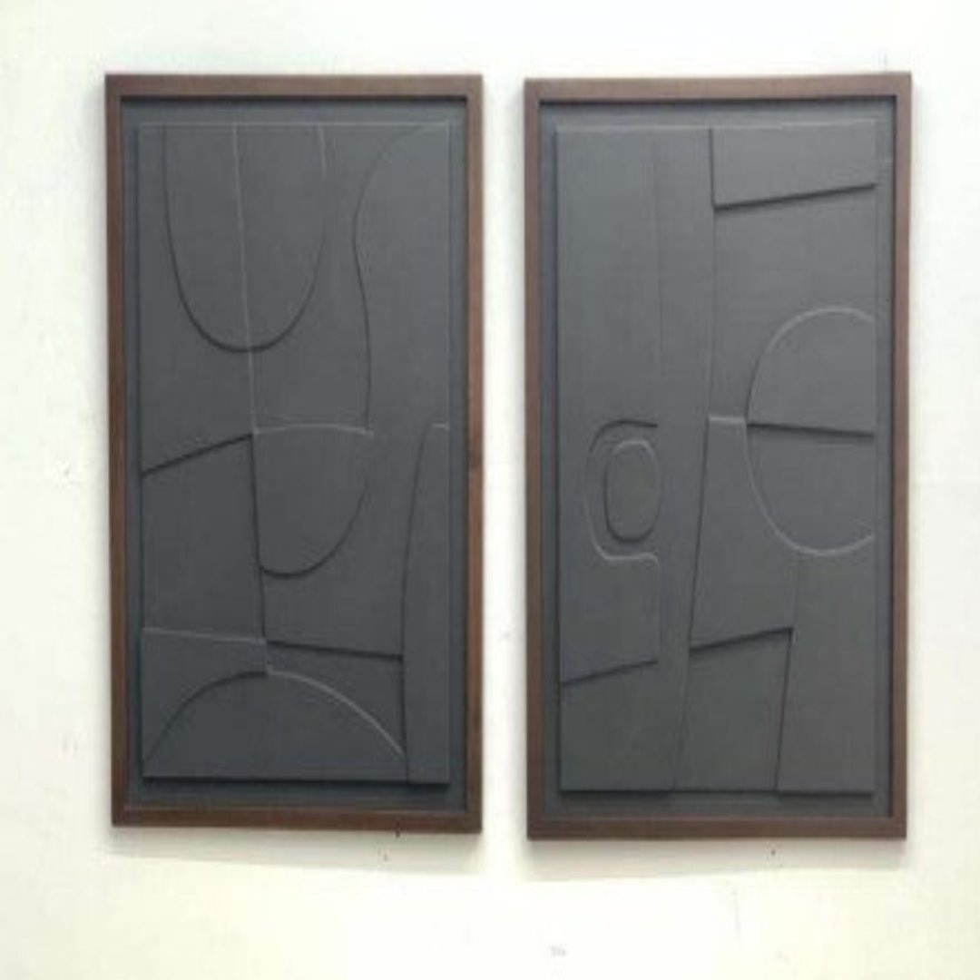 ABSTRACT WALL ART GREY (SET OF 2)