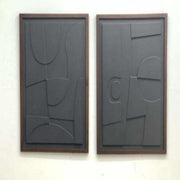 ABSTRACT WALL ART GREY (SET OF 2)