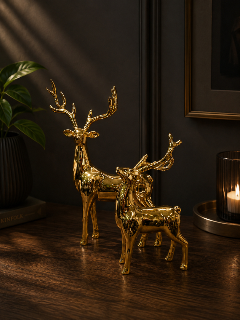 Luxe Gold Deer Figurine Set – Premium Decorative Sculptures