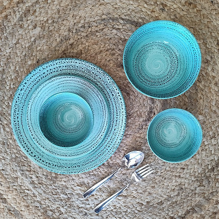 Scuba Turquoise Porcelain Dinner Set 25 PCS