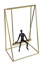 Load image into Gallery viewer, Black &amp; Gold Metal &amp; Polyresin Leisure Man Sculpture
