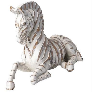 White Polyresin Distress African Zebra Table Decor