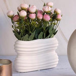 Load image into Gallery viewer, White Polyresin Rectangular Wave Textured Vase
