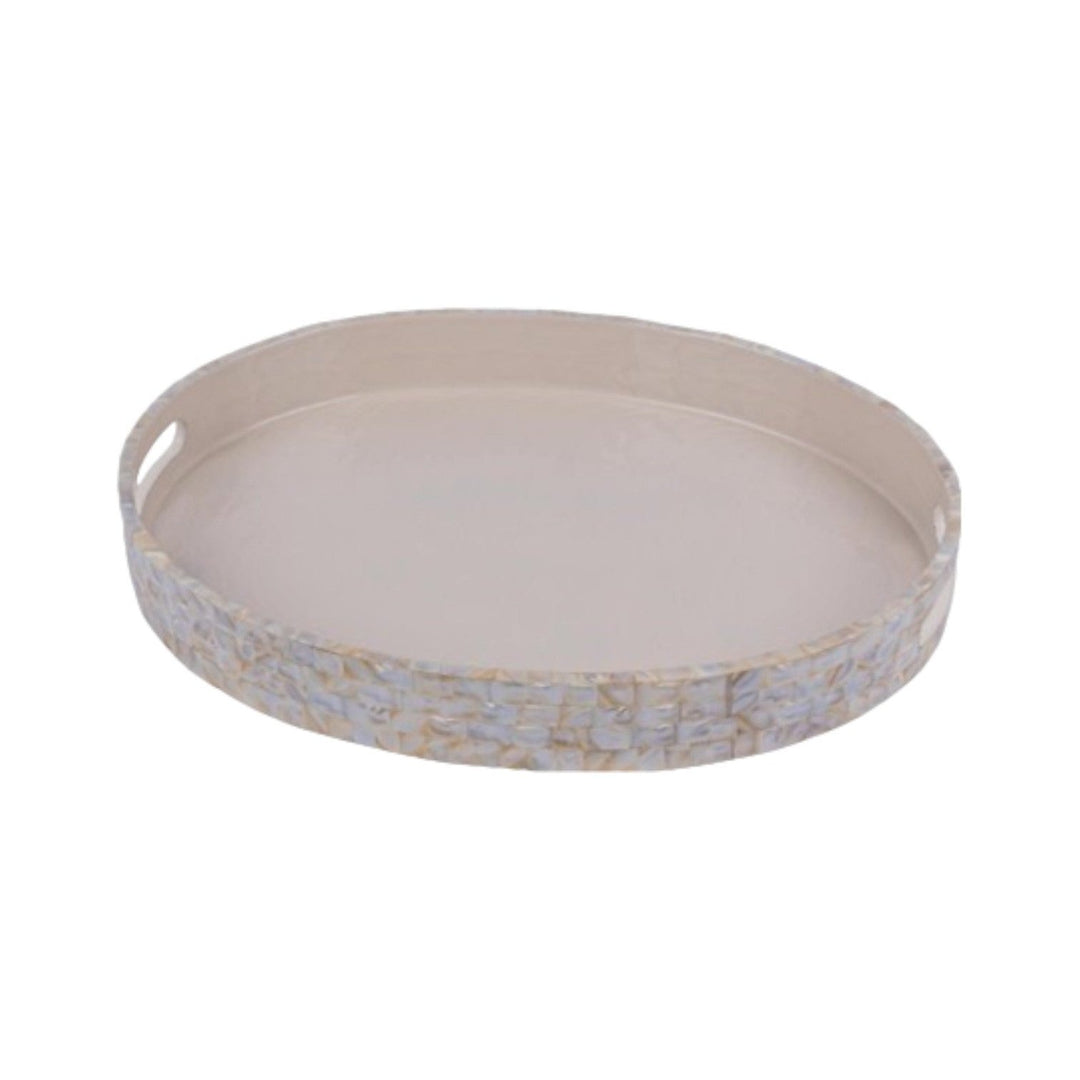 Mother of Pearl Beige Oval Tray