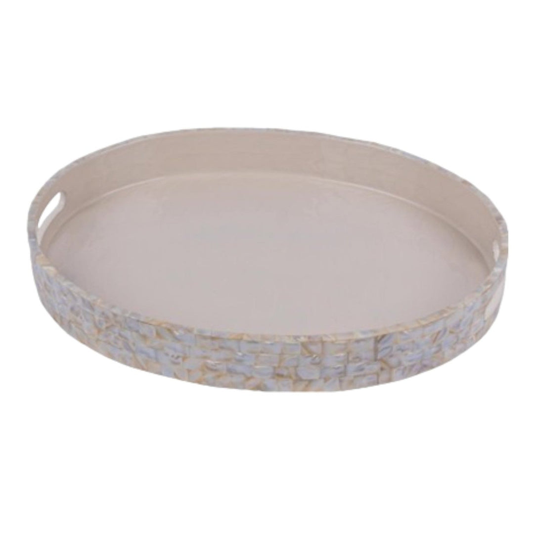 Mother of Pearl Beige Oval Tray