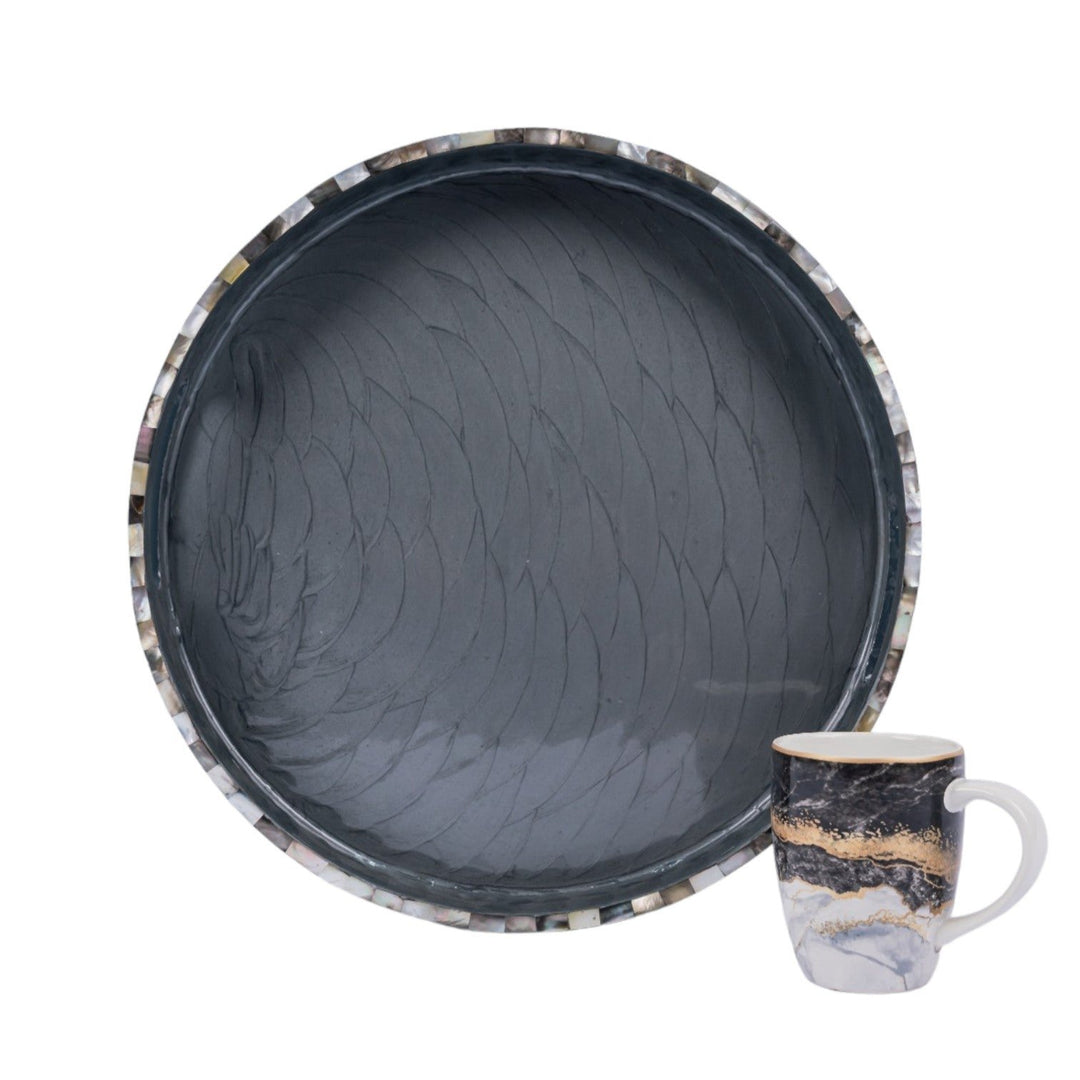 Mother of pearl Tray Black Colour