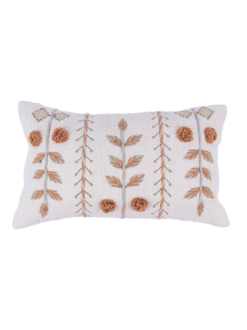 Rust Cotton Embroidered Cushion Cover