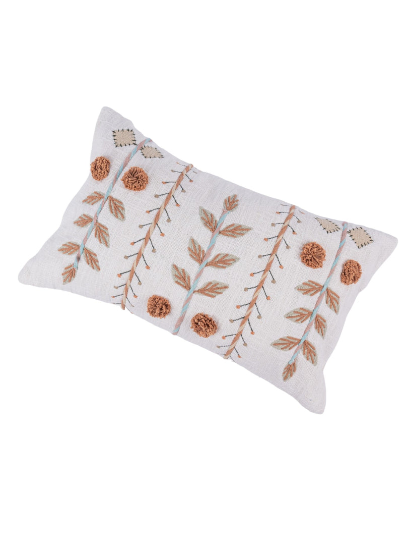 Rust Cotton Embroidered Cushion Cover