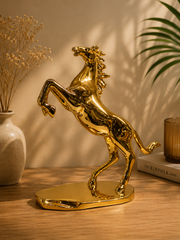 Luxury Gold Rearing Horse Sculpture – Premium Metallic Decorative Showpiece | Modern Tabletop Décor