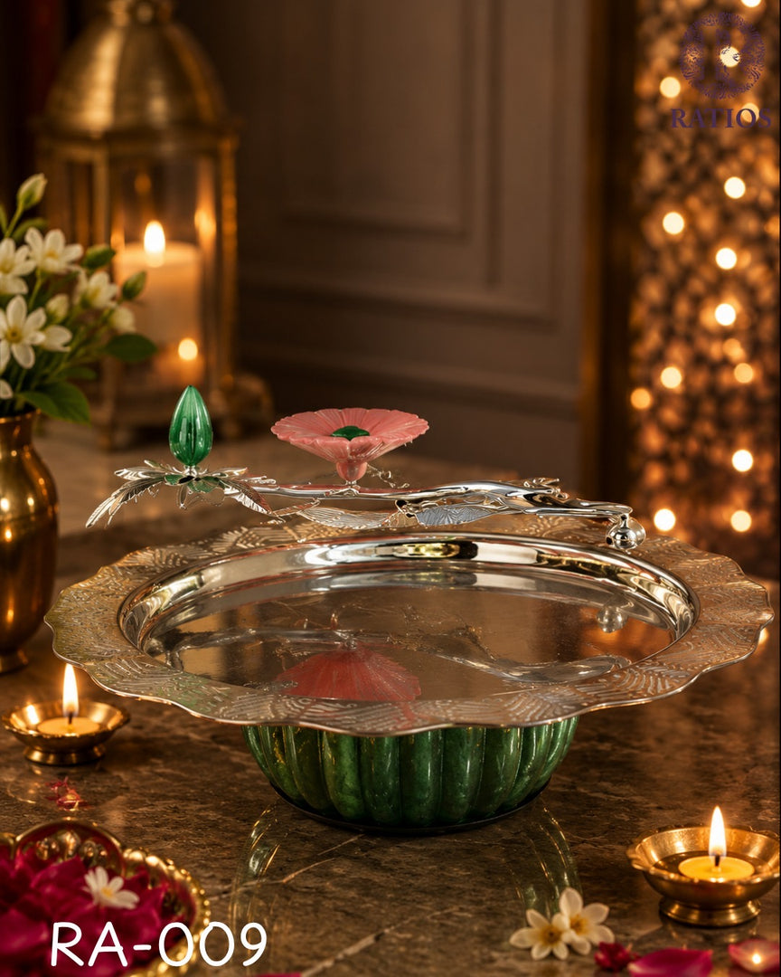silver-floral-decorative-bowl-green