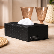 RA Luxurious Black Leather Tissue Box