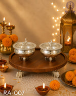 Load image into Gallery viewer, luxury-wooden-pooja-chowki-silver-bowl