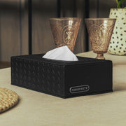 RA Luxurious Black Leather Tissue Box