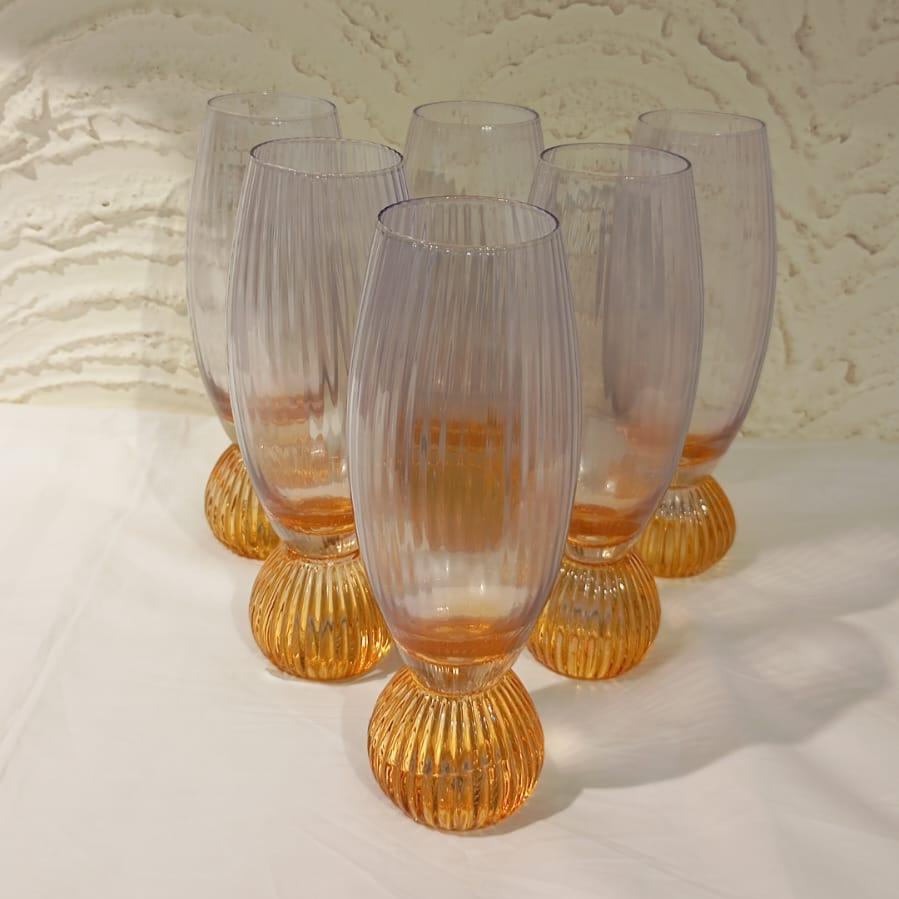 Lenox Buttercup yellow "Tempo" Handblown Crystal Glasses (Set Of 6)