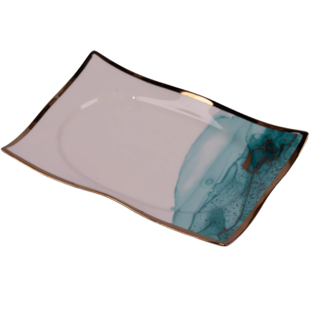 Monet Rectangular Platter in Teal