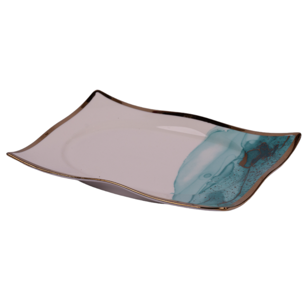 Monet Rectangular Platter in Teal