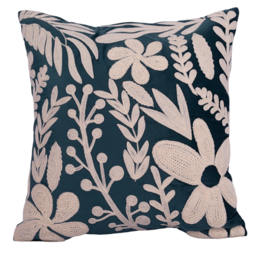 Floral Hue Cushion Cover Green  (Set Of Two)